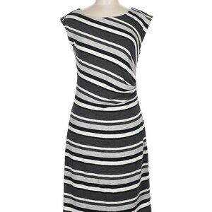 Ann Taylor LOFT Knit Grey Stripe Dress M